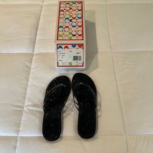 Juney Patent Leather Coach flip flops